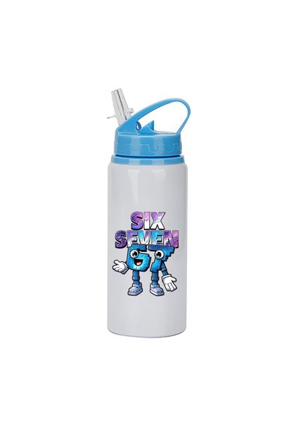 Photoretous Six-seven 600ml Λευκό Μπουκάλι Νερού με Γαλάζιο Καπάκι