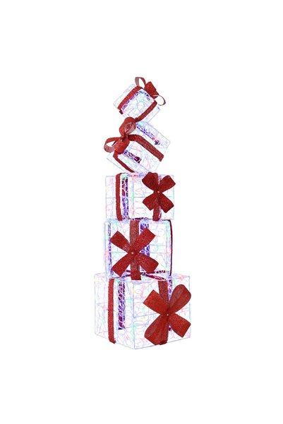 vidaxl Decorațiune de Crăciun cutie de cadou 5 buc. 125 LED-uri