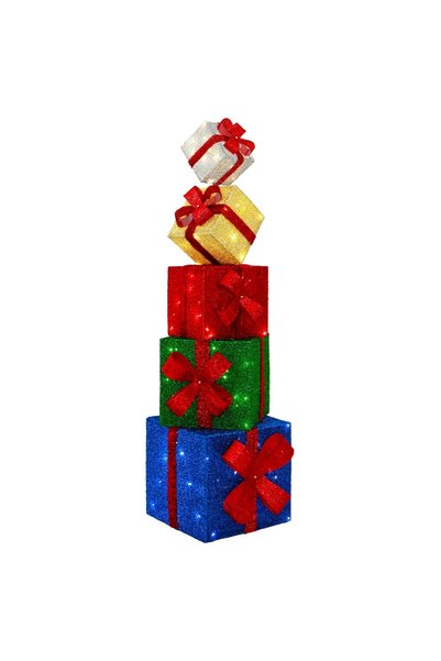 vidaxl Decorațiune de Crăciun cutie de cadou 5 buc. 125 LED-uri