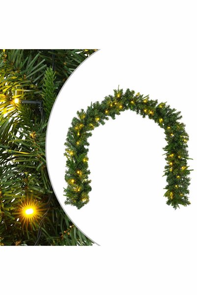 vidaxl Ghirlandă de Crăciun Verde 270 cm PVC și PE 50 LED-uri