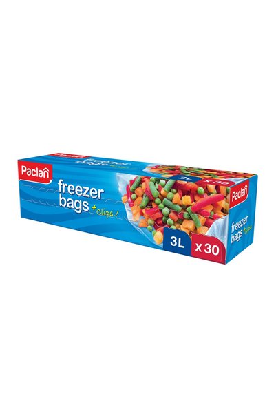 Paclan Pungi de congelare cu cleme 3l 25cmx32cm 30 bucăți