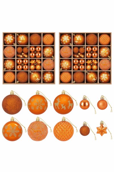 vidaxl Set de globuri de Crăciun 88 buc. Bronz Ø 6 cm Plastic