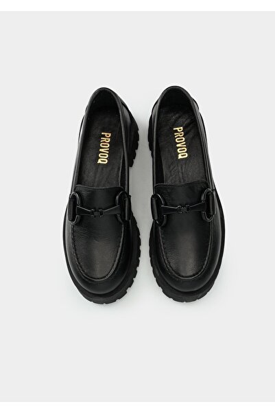 Provoq Black Leather Women's Shoes