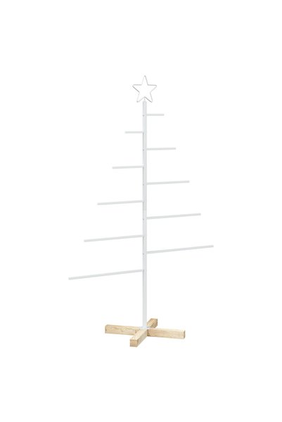 vidaxl Brad de Crăciun din metal cu suport KUOPIO 125 cm Oțel Alb
