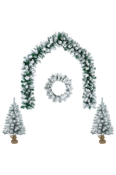 vidaxl Set mini brad de Crăciun 60 cm PVC Verde și alb