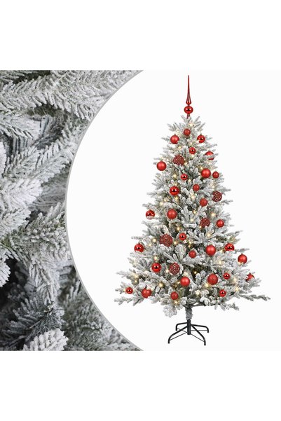 vidaxl Brad de Crăciun artificial cu glob 150 cm 150 LED-uri Alb cald