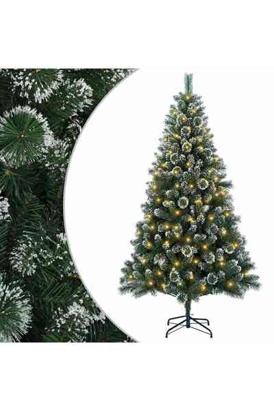 vidaxl Brad de Crăciun artificial 210 cm 300 LED-uri Alb cald