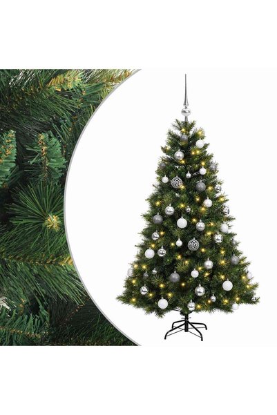 vidaxl Brad de Crăciun artificial cu glob 150 cm 150 LED-uri Alb cald