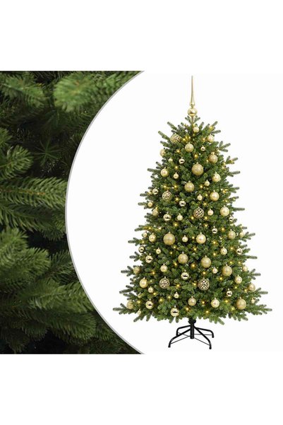 vidaxl Brad de Crăciun artificial cu glob 180 cm 300 LED-uri Alb cald