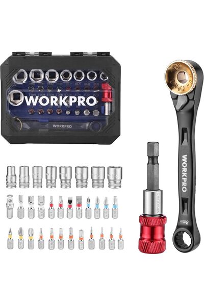 Generic WORKPRO 34-Piece Mini Ratchet Wrench & Bit Set
