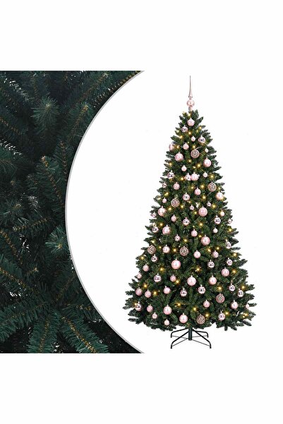 vidaxl Brad de Crăciun artificial, verde închis, cu globuri 180 cm
