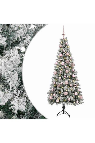 vidaxl Brad de Crăciun artificial cu glob 150 cm 150 LED-uri Alb cald