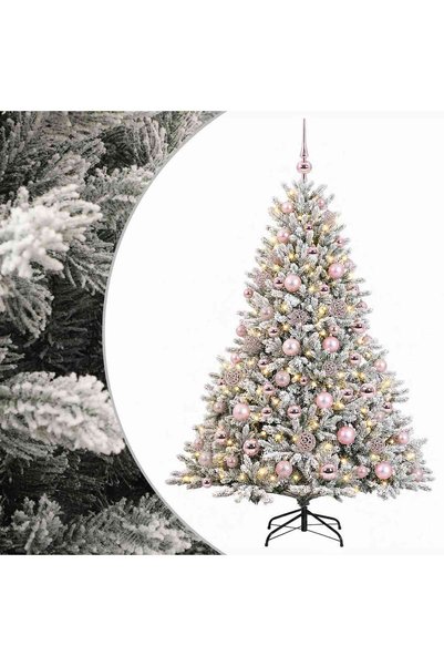 vidaxl Brad de Crăciun artificial cu glob 180 cm 300 LED-uri Alb cald