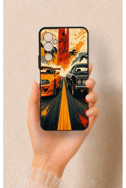 Vip Case Tecno Pova Neo 2 Compatible Orange and Black Car Patterned Silicone ...