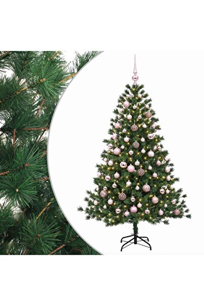 vidaxl Brad de Crăciun artificial cu glob 210 cm 300 LED-uri Alb cald