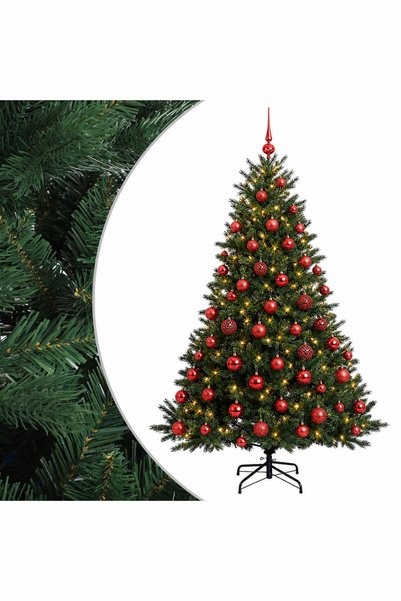 vidaxl Brad de Crăciun artificial cu glob 210 cm 300 LED-uri Alb cald