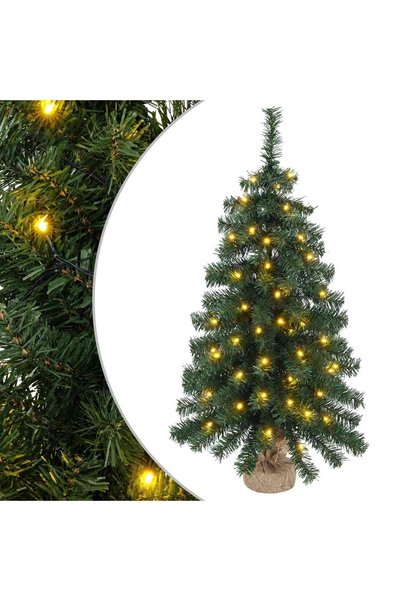 vidaxl Brad de Crăciun mini 60 cm 25 LED-uri Alb cald PVC Verde