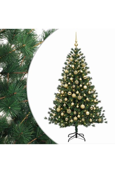 vidaxl Brad de Crăciun artificial cu glob 180 cm 300 LED-uri Alb cald