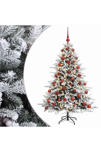 vidaxl Brad de Crăciun artificial cu glob 150 cm 150 LED-uri Alb cald