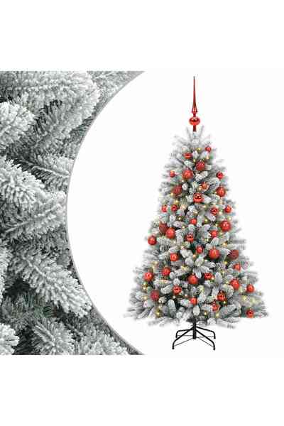 vidaxl Brad de Crăciun artificial cu globuri 120 cm 150 LED-uri