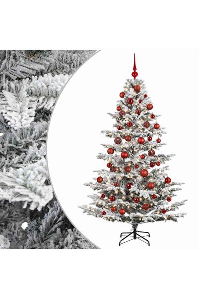 vidaxl Brad de Crăciun artificial cu glob 180 cm 300 LED-uri Alb cald