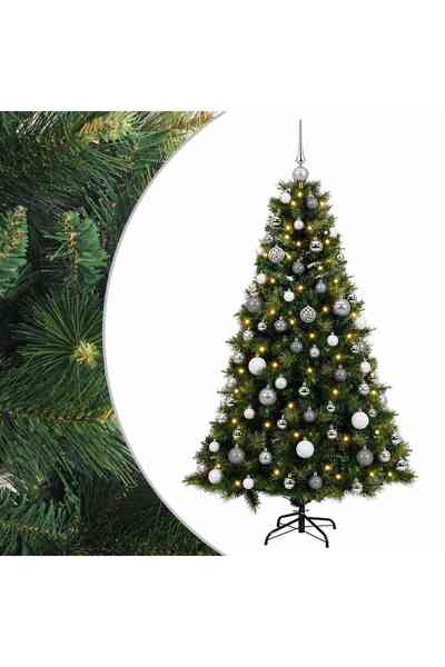vidaxl Brad de Crăciun artificial cu glob 210 cm 300 LED-uri Alb cald