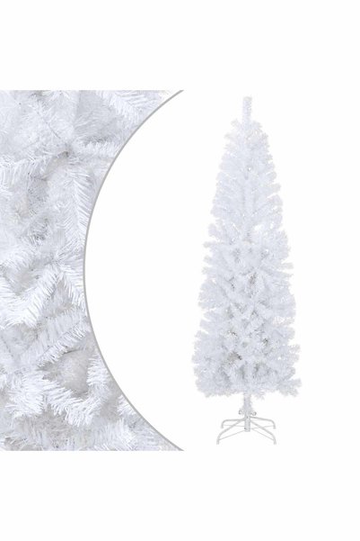 vidaxl Copac Artificial Slăb de Crăciun 180 cm PVC și Oțel Alb