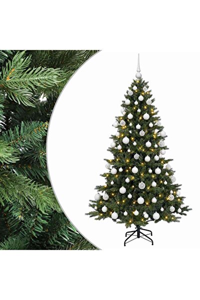 vidaxl Brad de Crăciun artificial cu glob 210 cm 300 LED-uri Alb cald