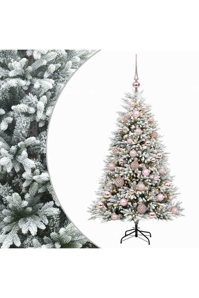 vidaxl Brad de Crăciun artificial cu globuri 120 cm 150 LED-uri