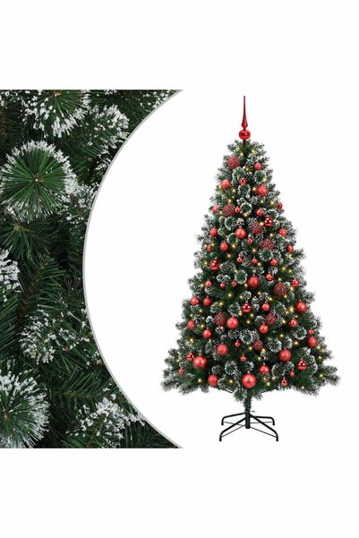 vidaxl Brad de Crăciun artificial cu glob 180 cm 300 LED-uri Alb cald