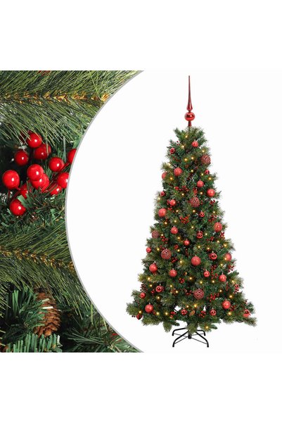 vidaxl Brad de Crăciun artificial cu glob 150 cm 150 LED-uri Alb cald