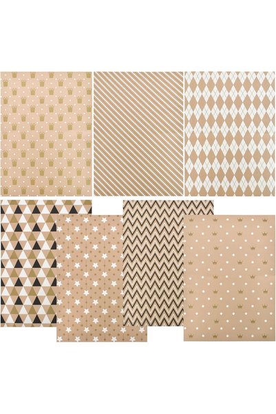 Arabest Gift Wrapping Paper, 7 Sheets Brown Kraft Paper with Various Patterns...