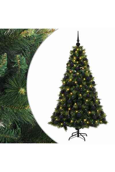 vidaxl Brad de Crăciun artificial cu glob 180 cm 300 LED-uri Alb cald
