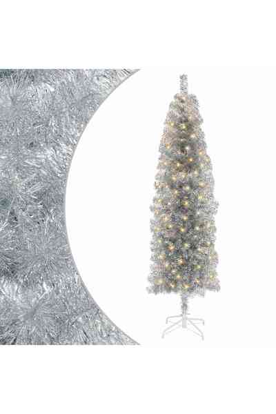 vidaxl Copac Artificial Slăb de Crăciun 180 cm 300 LED-uri Alb cald