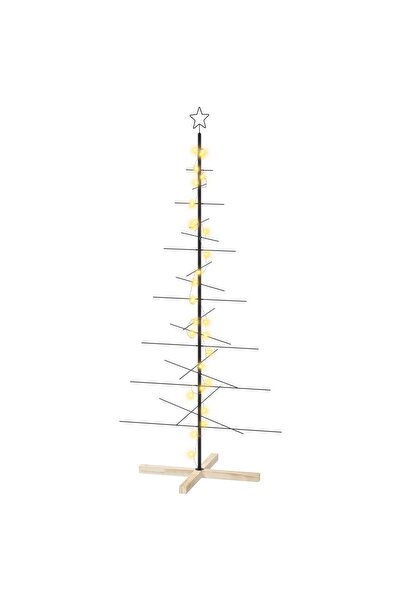 vidaxl Pom de Crăciun din metal KUOPIO 180 cm Alb cald Oțel Negru