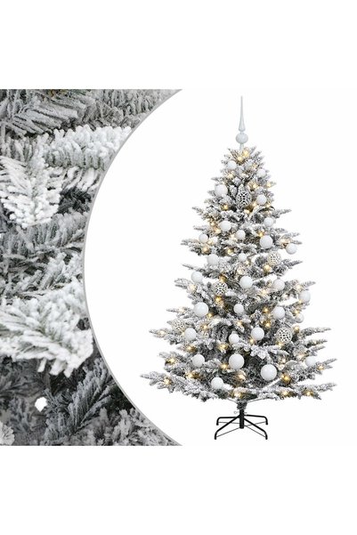 vidaxl Brad de Crăciun artificial cu glob 150 cm 150 LED-uri Alb cald