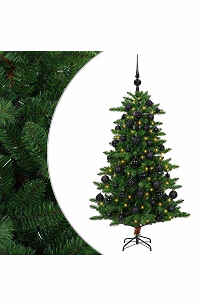 vidaxl Brad de Crăciun artificial cu globuri 150 cm 150 LED-uri
