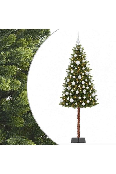 vidaxl Brad de Crăciun artificial cu globuri 150 cm 150 LED-uri