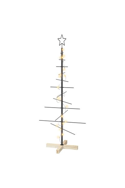 vidaxl Pom de Crăciun din metal KUOPIO 120 cm Alb cald Oțel Negru
