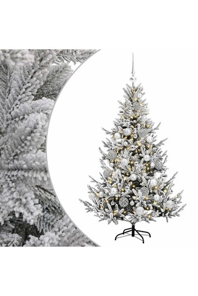 vidaxl Brad de Crăciun artificial cu glob 150 cm 150 LED-uri Alb cald