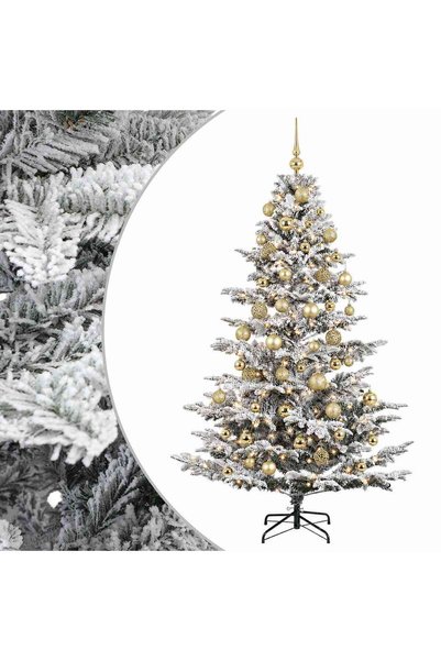 vidaxl Brad de Crăciun artificial cu glob 210 cm 300 LED-uri Alb cald