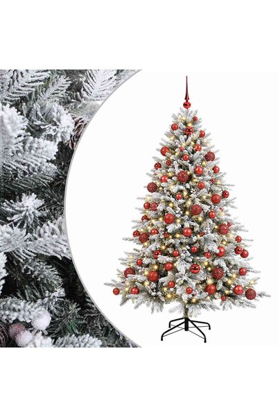 vidaxl Brad de Crăciun artificial cu glob 180 cm 300 LED-uri Alb cald