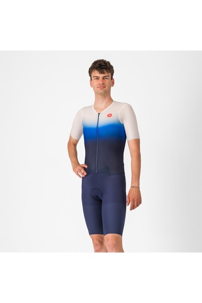 Castelli costum triatlon cu maneca scurta - Pr 2 Speed Suit - albastru | alb