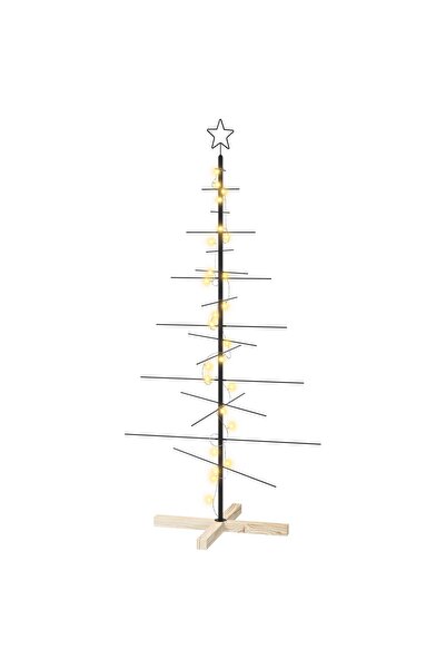 vidaxl Pom de Crăciun din metal KUOPIO 150 cm Alb cald Oțel Negru