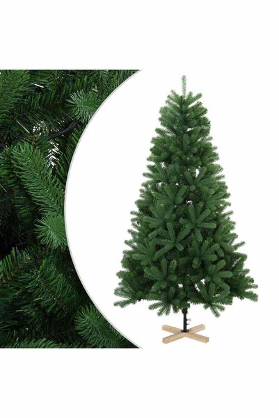 vidaxl Brad de Crăciun artificial 210 cm PVC și lemn masiv de pin
