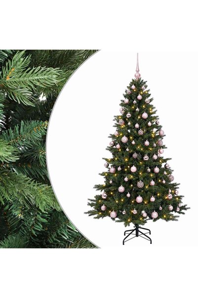 vidaxl Brad de Crăciun artificial cu glob 180 cm 300 LED-uri Alb cald