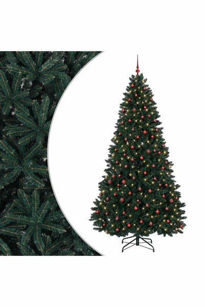 vidaxl Brad de Crăciun artificial, verde închis, cu globuri 300 cm