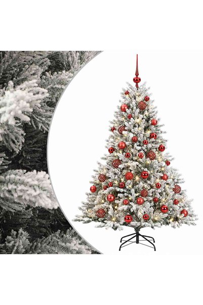 vidaxl Brad de Crăciun artificial cu glob 150 cm 150 LED-uri Alb cald