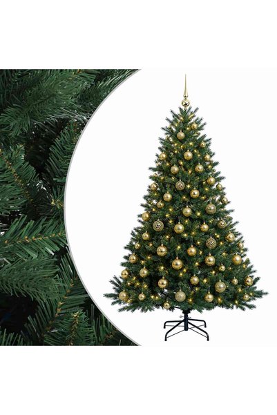 vidaxl Brad de Crăciun artificial cu glob 180 cm 300 LED-uri Alb cald