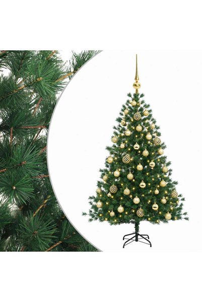 vidaxl Brad de Crăciun artificial cu glob 150 cm 150 LED-uri Alb cald